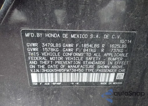 2015 Honda Fit Ex/Ex-L z USA, uszkodzony, nr VIN 3HGGK5H85FM738450